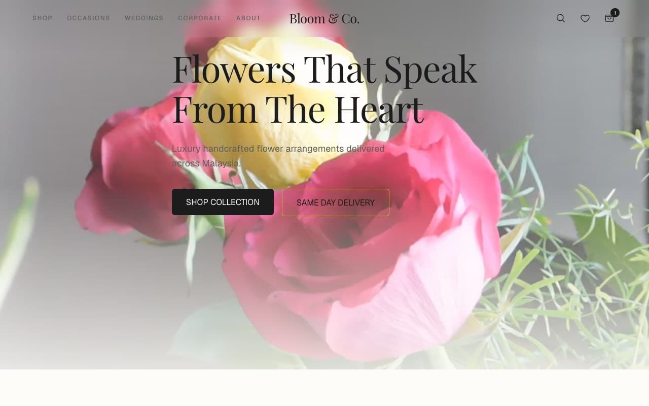Bloom & Co. — e-commerce demo website designed and built by Stacky
