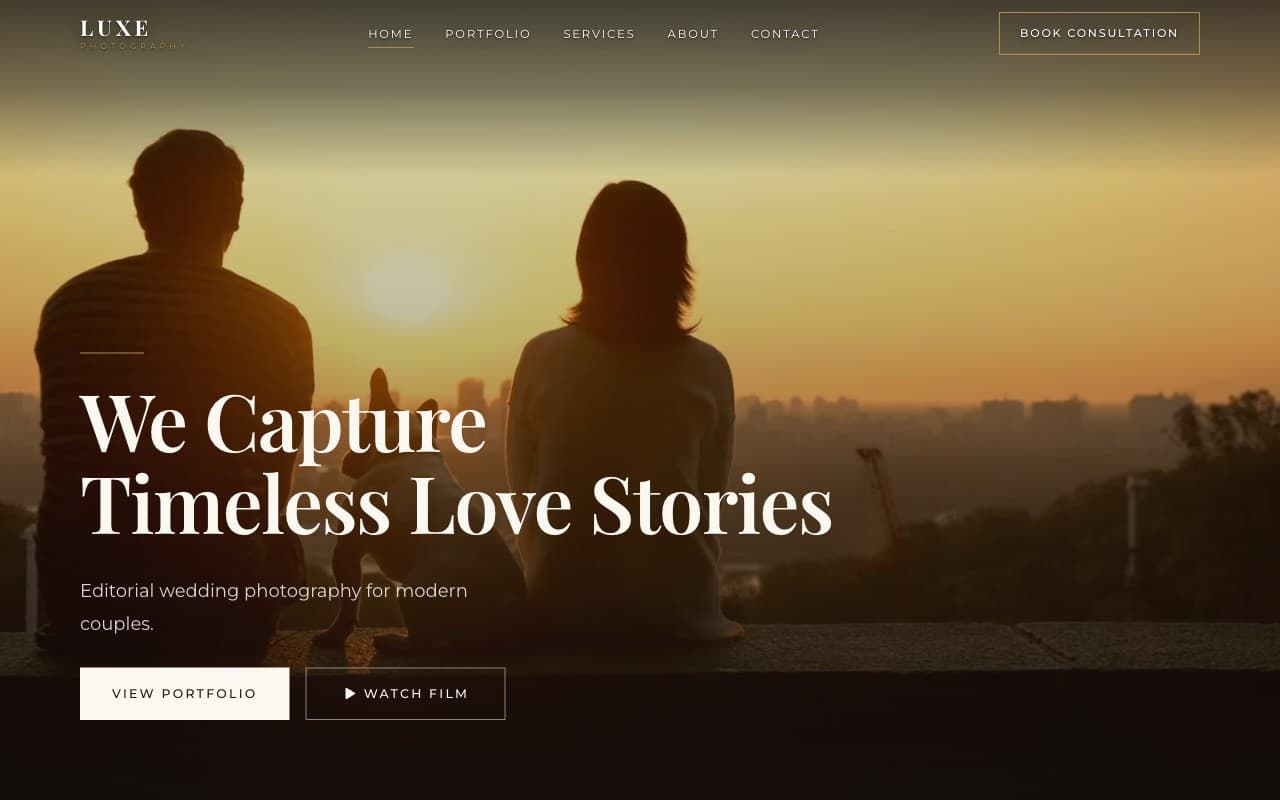 LUXE Photography — photography demo website designed and built by Stacky